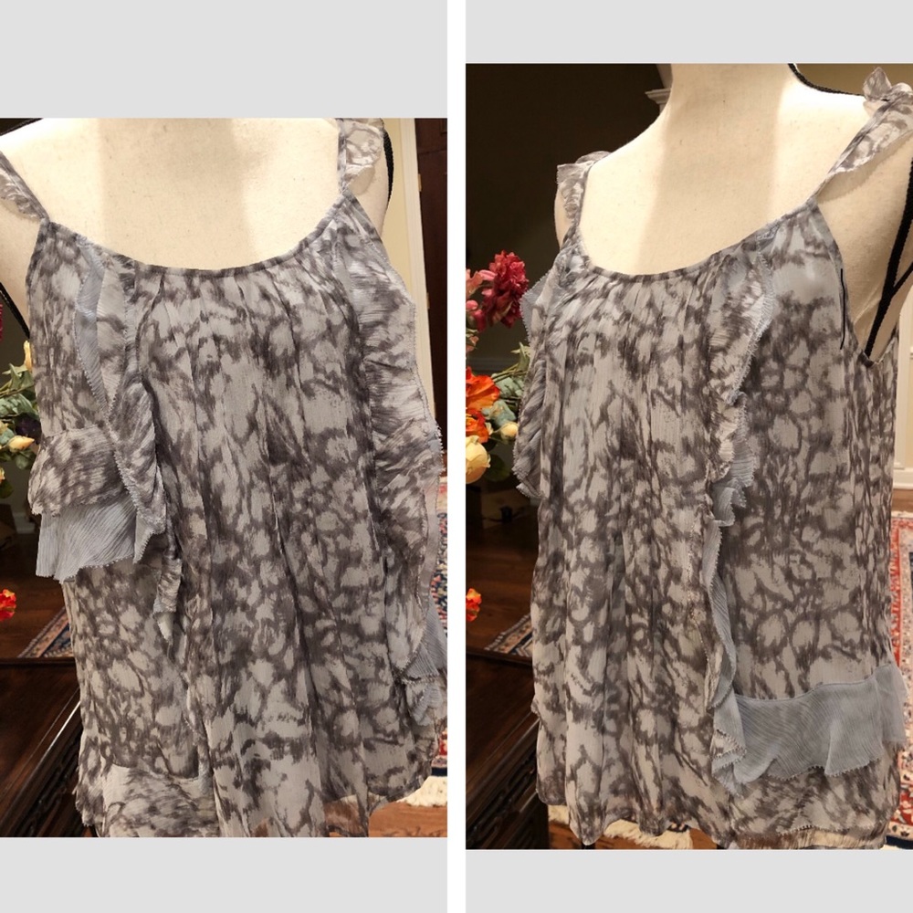 Joie flowy silk  top with ruffles sz Small